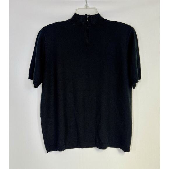 VTG Alfred Dunner Beaded Cable Knit Sweater Top Sz XL Short Sleeve Turtleneck - Picture 2 of 7